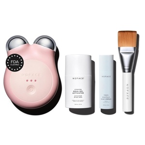 image:imageNUFACE MINI Facial Sculpting Tool  Microcurrent Face Massager Device for Skin Tightening Contouring Depuffing amp Toning Cheeks Neck amp Jawline  Lymphatic Drainage amp Activator Gel Midnight BlackSandy Rose